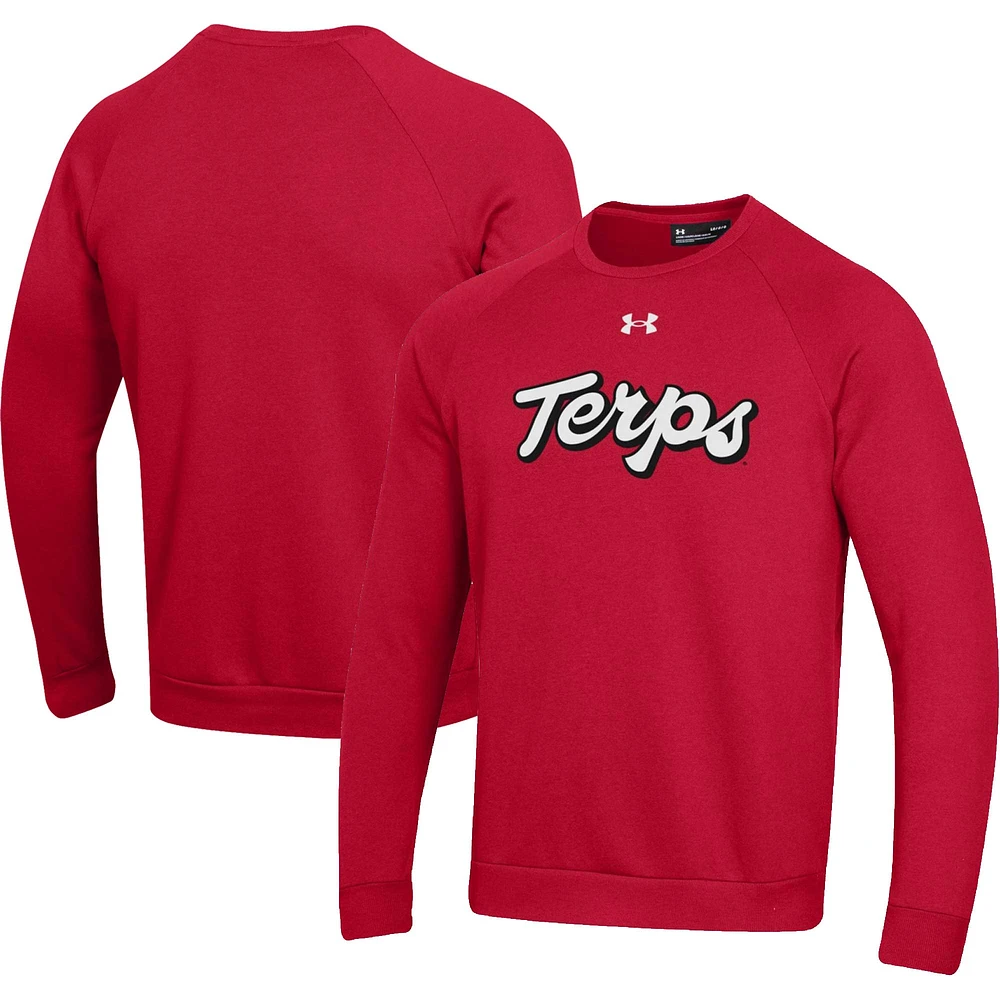 Sweat-shirt Under Armour Maryland Terrapins Script toute la journée rouge pour homme