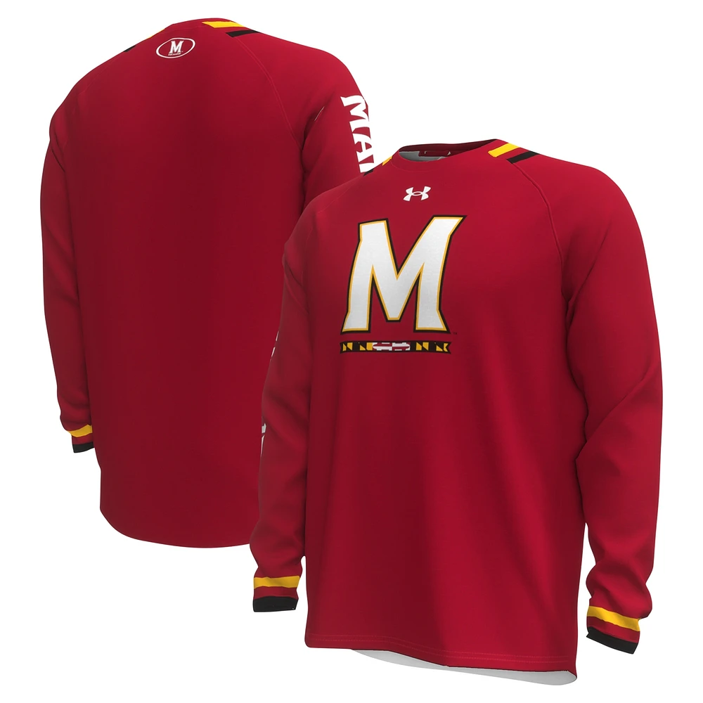 T-shirt rouge à manches longues Under Armour Maryland Terrapins Shooter raglan pour hommes