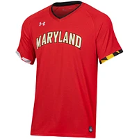 Maillot de softball à col en V Under Armour Maryland Terrapins pour homme rouge