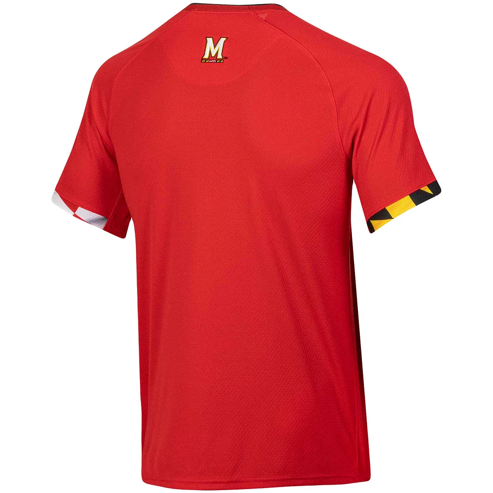 Maillot de softball à col en V Under Armour Maryland Terrapins pour homme rouge