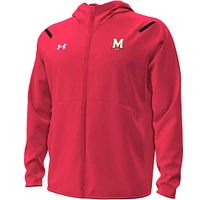 Men's Under Armour Red Maryland Terrapins Unstoppable Performance Fleece Hoodie Half-Zip Jacket