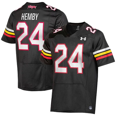 Maillot de football réplique NIL pour homme Under Armour Roman Hemby Black Maryland Terrapins