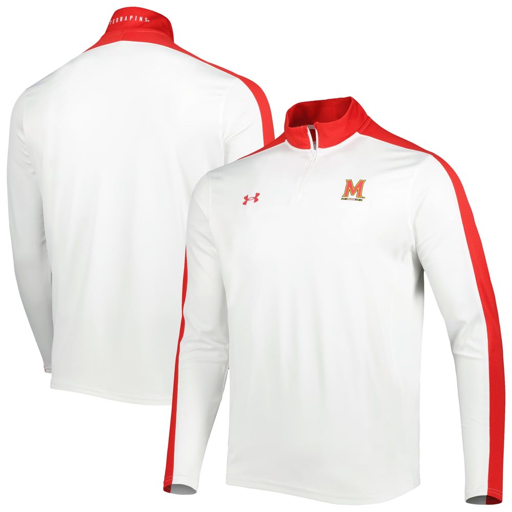 Men's Under Armour White Maryland Terrapins Lightweight Mock Neck Performance Quarter-Zip Jacket