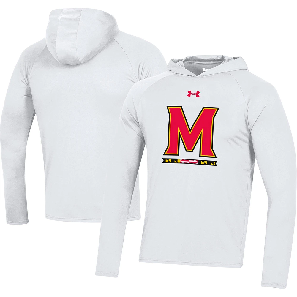 T-shirt à manches longues raglan avec logo de l'école Maryland Terrapins Under Armour pour homme