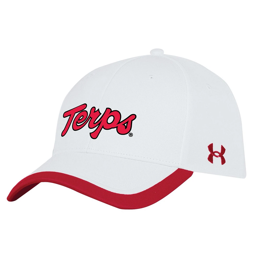 Men's Under Armour  White Maryland Terrapins Sideline Blitzing Accent Adjustable Hat