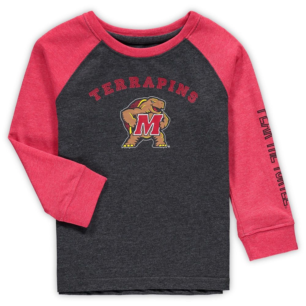 Toddler Colosseum Heathered Black Maryland Terrapins Long Sleeve Raglan T-Shirt