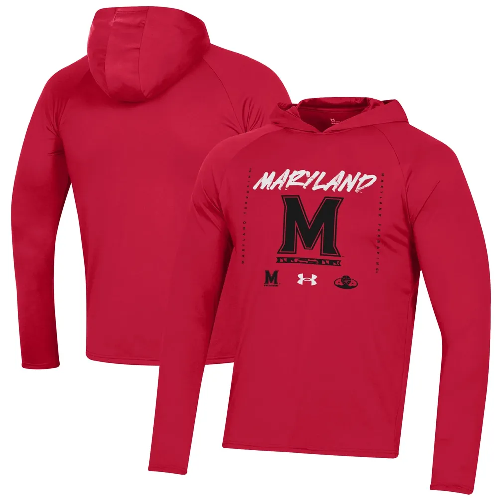 Under Armour Maryland Terrapins 2023 On Court Bench Shooting T-shirt à capuche manches longues rouge