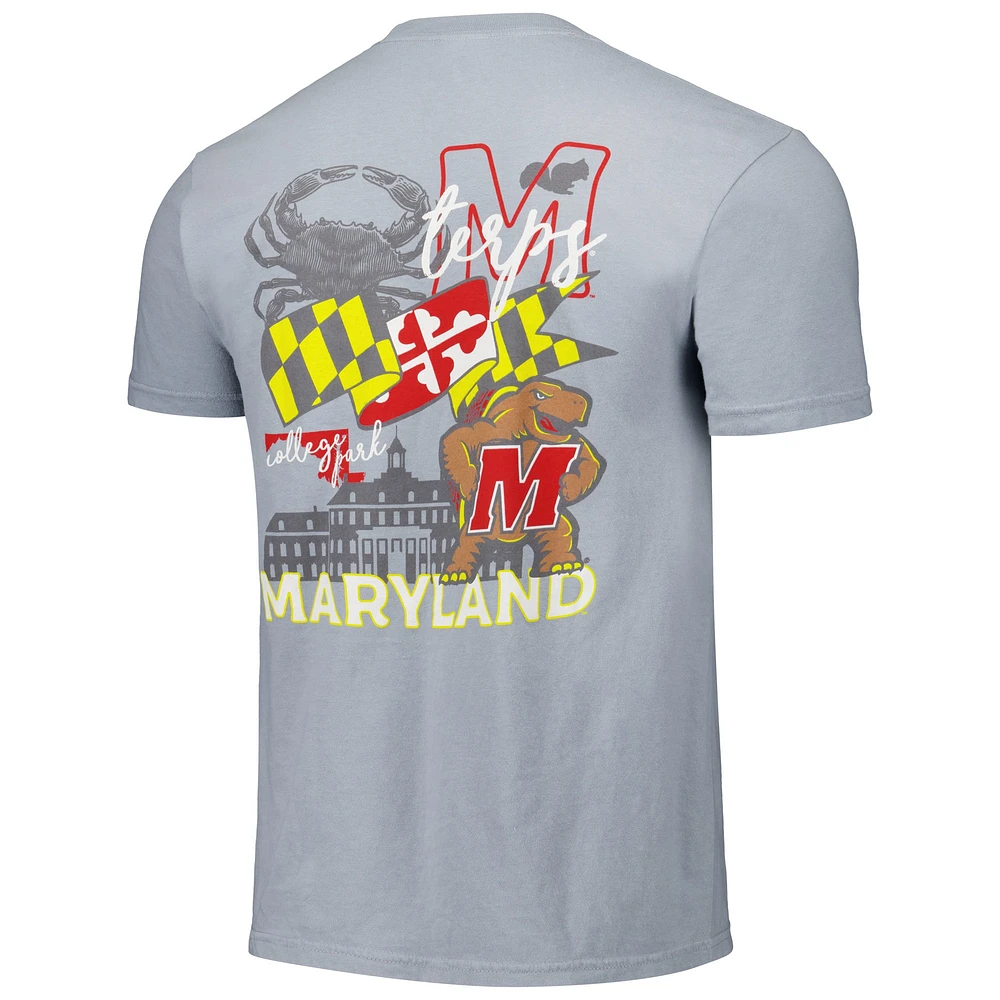 Unisex Gray Maryland Terrapins Hyper Local Campus elements flag T-Shirt