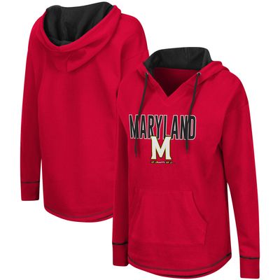 Women's Colosseum Red Maryland Terrapins Tunic Pullover Hoodie