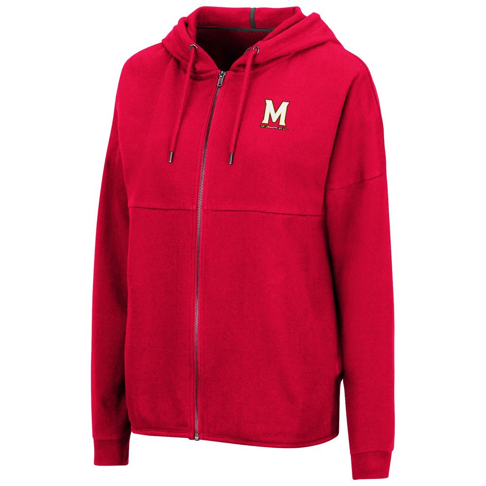 Women's Colosseum Red Maryland Terrapins Two-Hit Full-Zip Hoodie