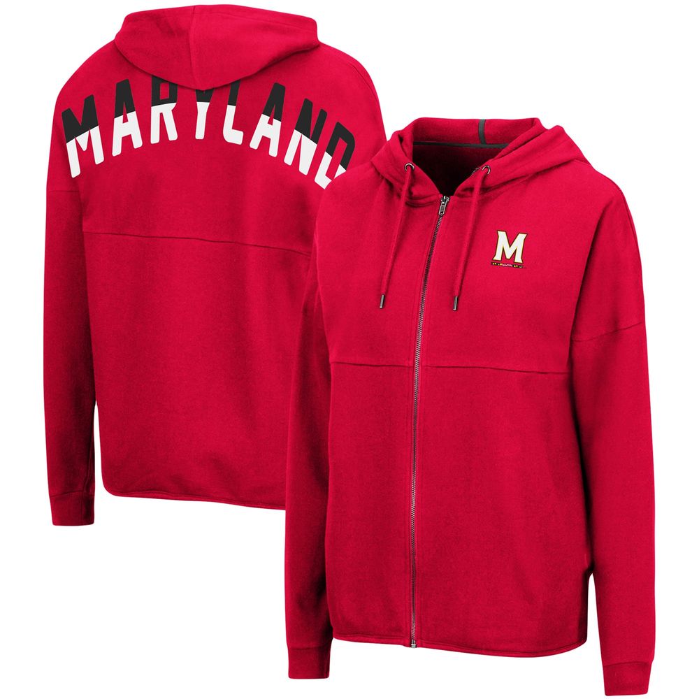 Women's Colosseum Red Maryland Terrapins Two-Hit Full-Zip Hoodie