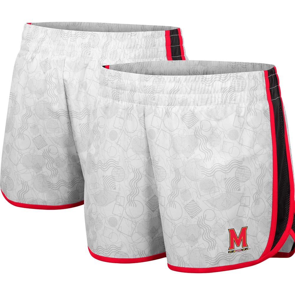 Women's Colosseum White Maryland Terrapins The Plastics Geo Print Shorts