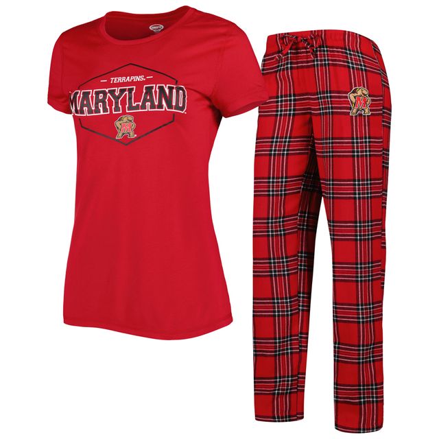 Concepts Sport T-shirt et pantalon en flanelle Maryland Terrapins Badge rouge/noir pour femme