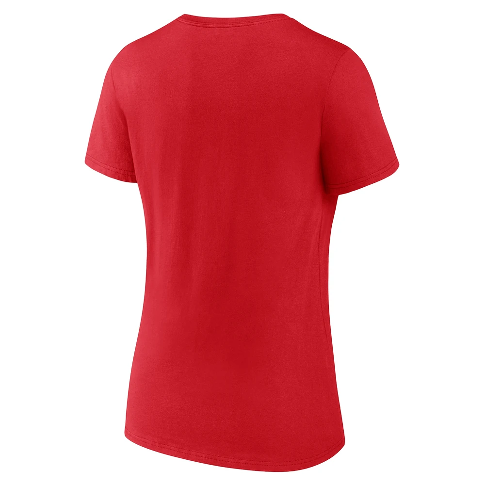 T-shirt col en V avec logo Maryland Terrapins rouge Fanatics pour femmes