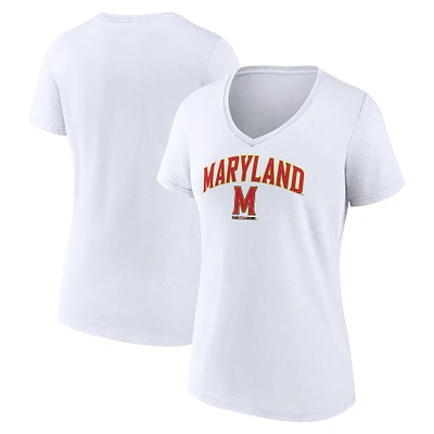 T-shirt à col en V blanc pour femme Fanatics Maryland Terrapins Campus