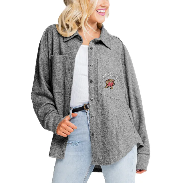 Women's Gameday Couture Gray Louisville Cardinals Switch It Up Tri-Blend  Button-Up Shacket
