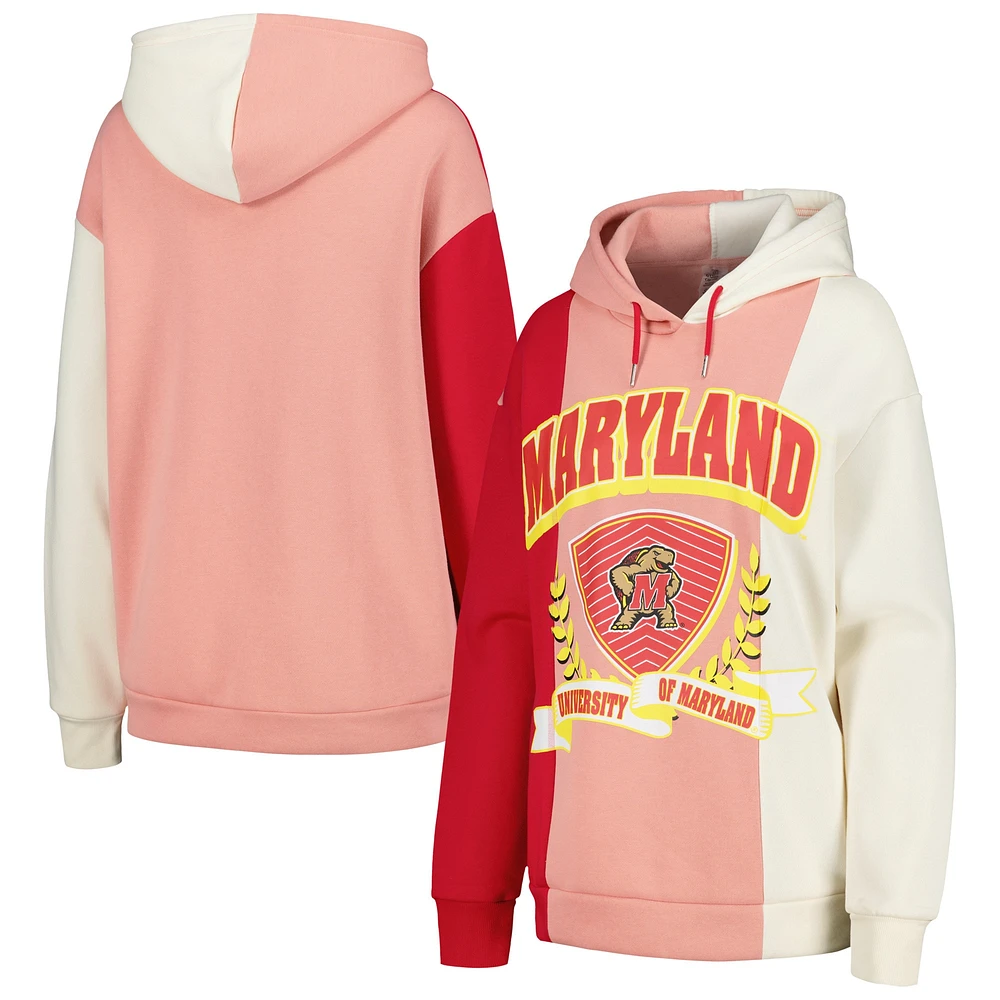 Sweat à capuche colorblock Gameday Couture pour femme Maryland Terrapins Hall of Fame rouge