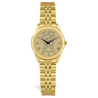 Maryland Terrapins Women's Medallion Rolled Link Bracelet Wristwatch