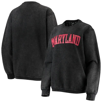 Sweat-shirt Pressbox Maryland Terrapins Comfy Cord Vintage Wash Basic Arch pour femme Noir
