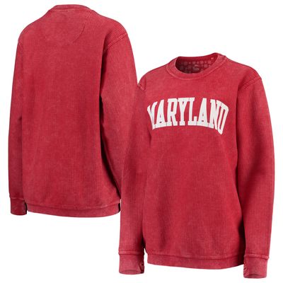 Women's Pressbox Maryland Terrapins Comfy Cord Vintage Wash Basic Arch Pullover Sweatshirt