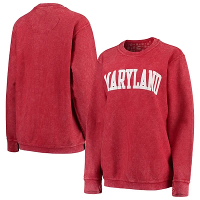 Women's Pressbox Maryland Terrapins Comfy Cord Vintage Wash Basic Arch Pullover Sweatshirt