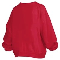 Women's Pressbox Red Maryland Terrapins Janise Arch Over Logo Waist Length Oversized Pullover Sweatshirt