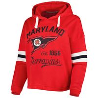 Women's Pressbox Red Maryland Terrapins Super Pennant Pullover Hoodie