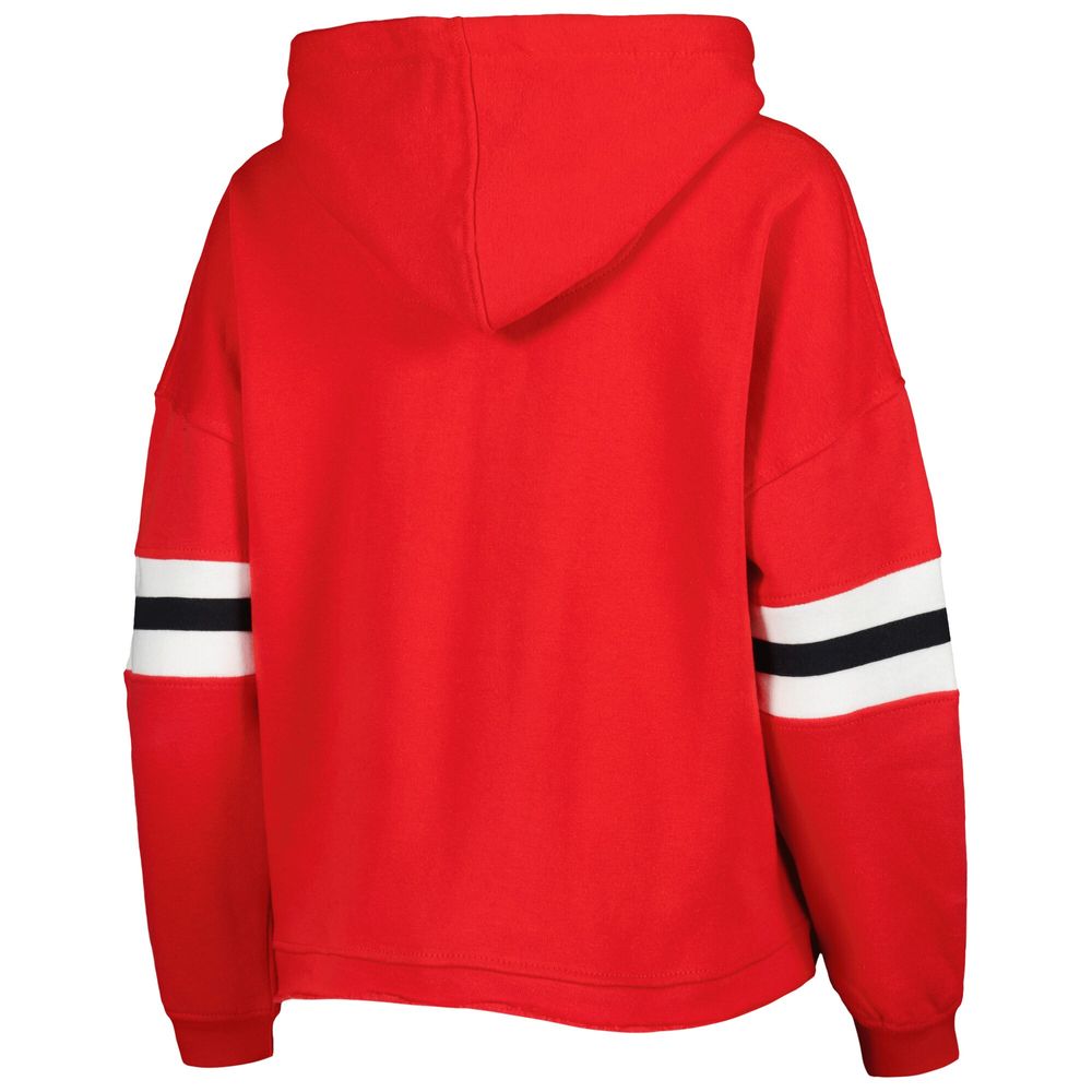 Women's Pressbox Red Maryland Terrapins Super Pennant Pullover Hoodie