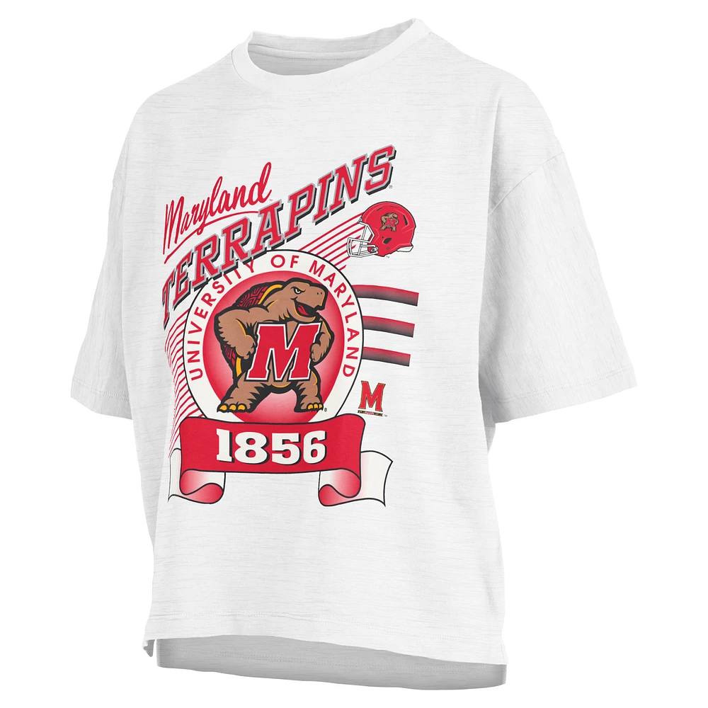 Women's Pressbox White Maryland Terrapins Rock & Roll Slub T-Shirt