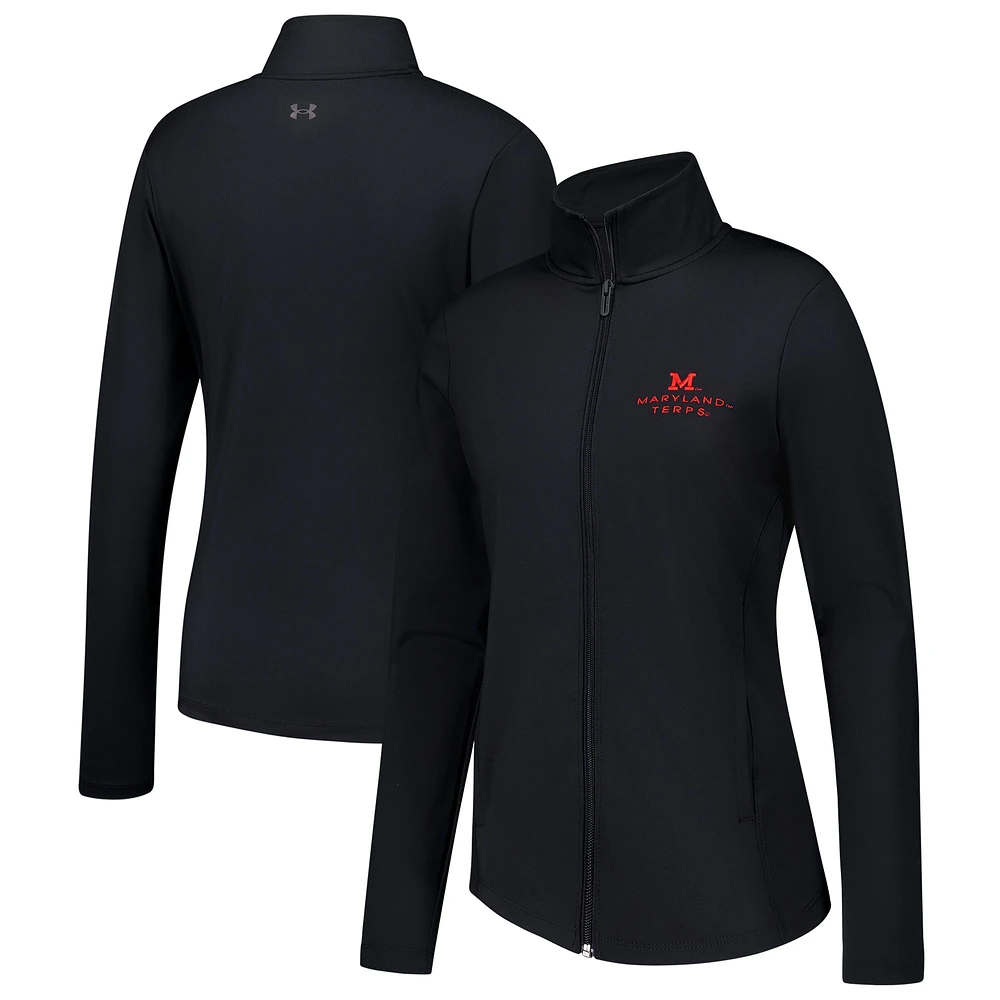 Women's Under Armour Black Maryland Terrapins Sweat-Wicking Soft Motion Full-Zip Jacket