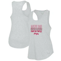 Women's Under Armour Heather Gray Maryland Terrapins Breezy Racerback Tri-Blend Tank Top