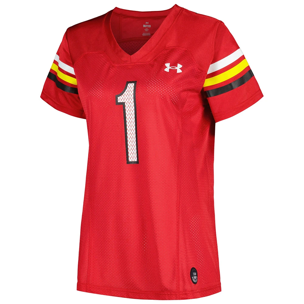 Maillot de football réplique Under Armour #1 Maryland Terrapins rouge pour femme