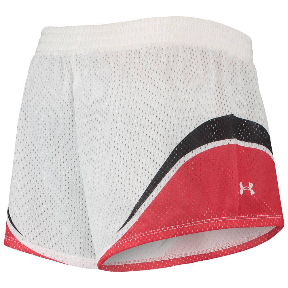 Women's Under Armour White/Red Maryland Terrapins Mesh Shorts