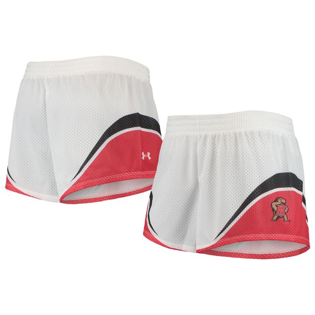 Under Armour Maryland Terrapins Short en maille blanc/rouge pour femme