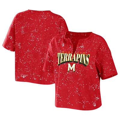 T-shirt WEAR by Erin Andrews Maryland Terrapins pour femme avec délavé à l'eau de Javel et encolure crantée