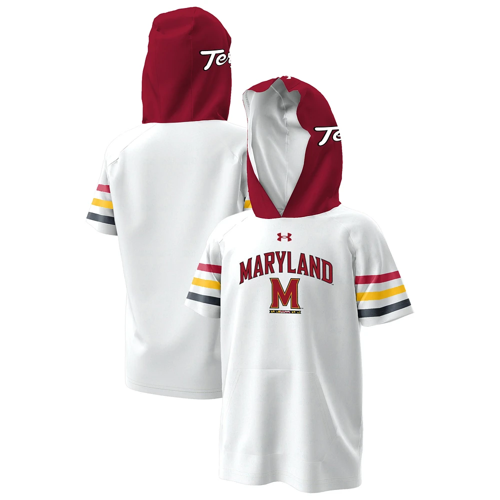 Youth Under Armour  White Maryland Terrapins ArmourFuse Jersey Raglan Hooded T-Shirt