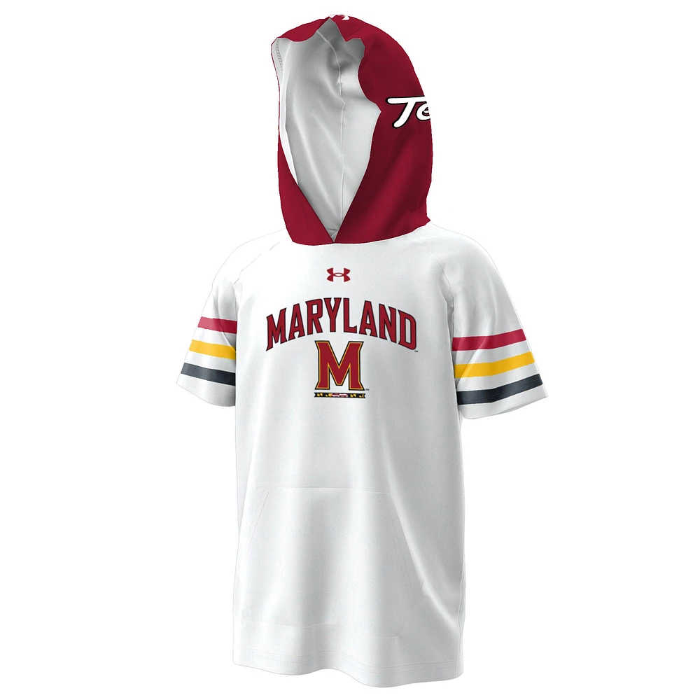 Youth Under Armour  White Maryland Terrapins ArmourFuse Jersey Raglan Hooded T-Shirt
