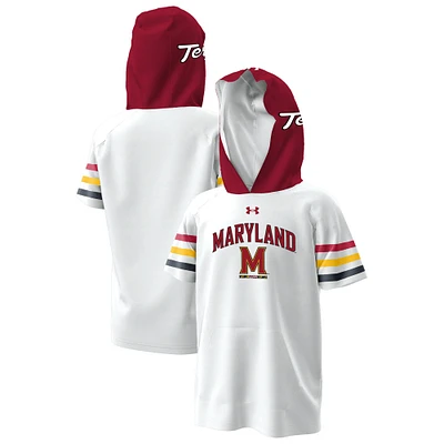 Youth Under Armour  White Maryland Terrapins ArmourFuse Jersey Raglan Hooded T-Shirt