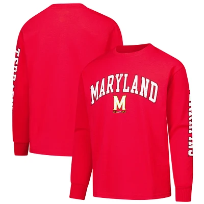 T-shirt à manches longues avec logo vieilli Maryland Terrapins Red Youth Champion