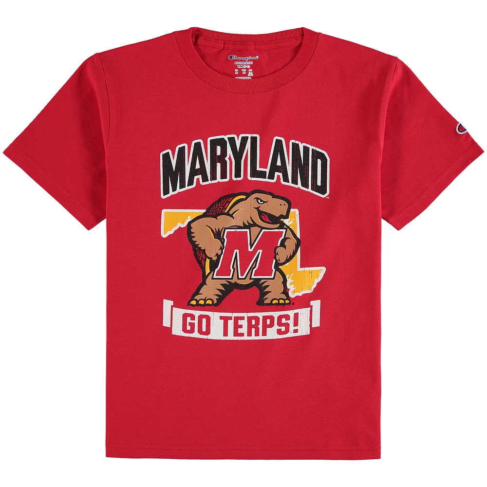 T-shirt rouge de mascotte Maryland Terrapins Strong champion la jeunesse