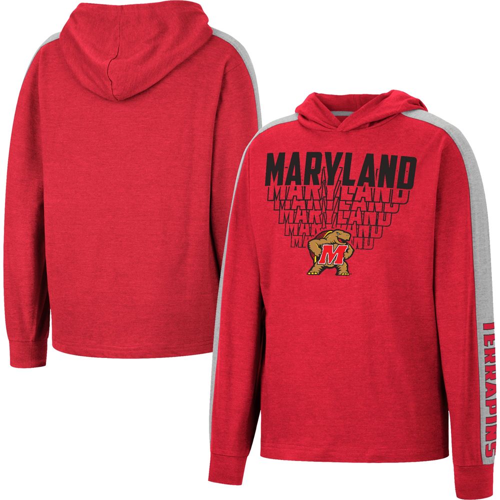 Youth Colosseum Heathered Red Maryland Terrapins Wind Changes Raglan Hoodie T-Shirt