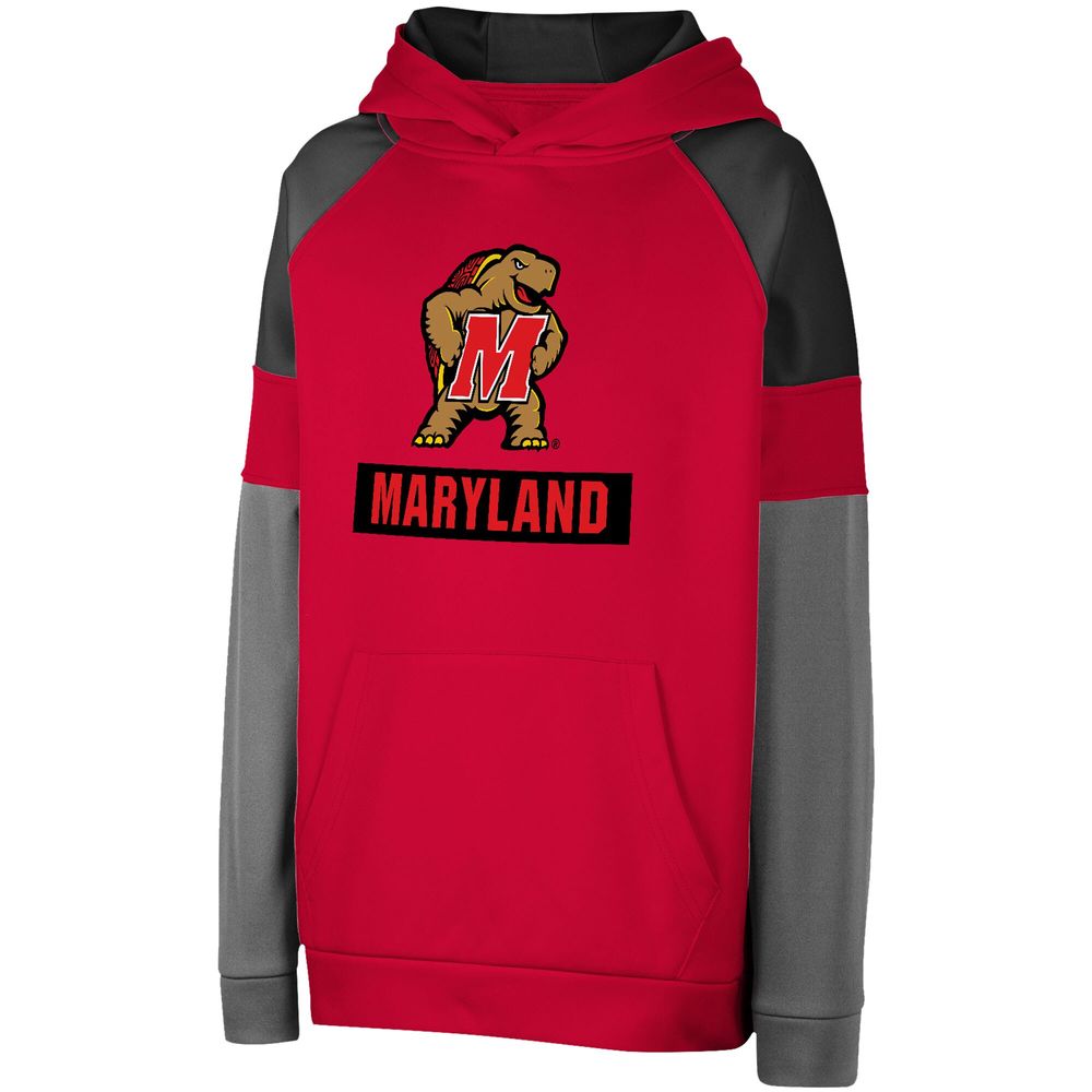 Youth Colosseum Red Maryland Terrapins Colorblocked Raglan Pullover Hoodie