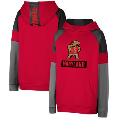 Youth Colosseum Red Maryland Terrapins Colorblocked Raglan Pullover Hoodie