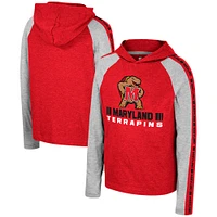 T-shirt à capuche manches longues et pour jeunes Colosseum Red Maryland Terrapins Ned Raglan