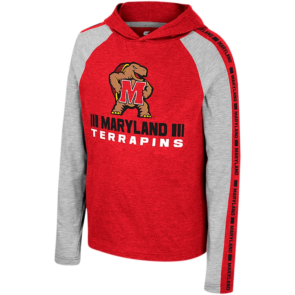 T-shirt à capuche manches longues et pour jeunes Colosseum Red Maryland Terrapins Ned Raglan