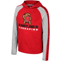 T-shirt à capuche manches longues et pour jeunes Colosseum Red Maryland Terrapins Ned Raglan