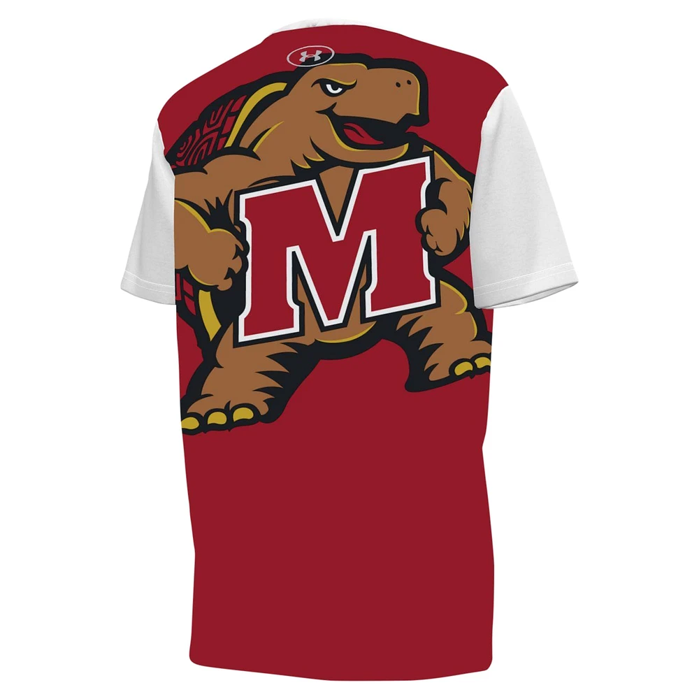 T-shirt Under Armour Gameday pour jeunes des Maryland Terrapins, blanc/rouge