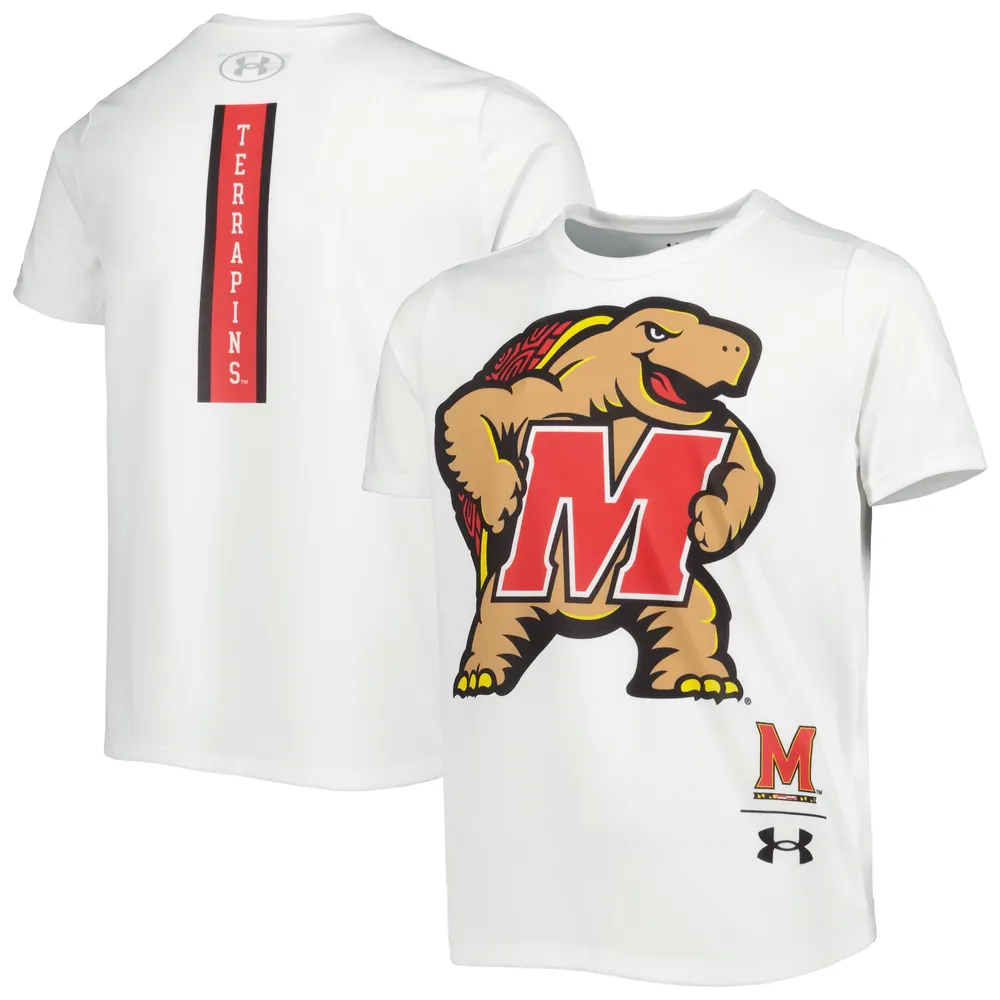 Lids Maryland Under Armour Youth Oversized Logo Tech T-Shirt White | Brazos Mall