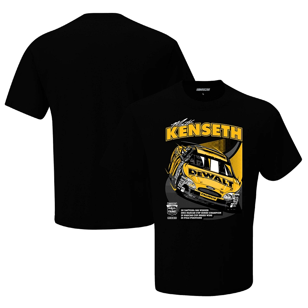 T-shirt noir Matt Kenseth NASCAR Hall of Fame Class 2023 pour homme avec drapeau à damier