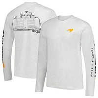 Men's  Heather Gray McLaren F1 Team Outlined Car Long Sleeve T-Shirt